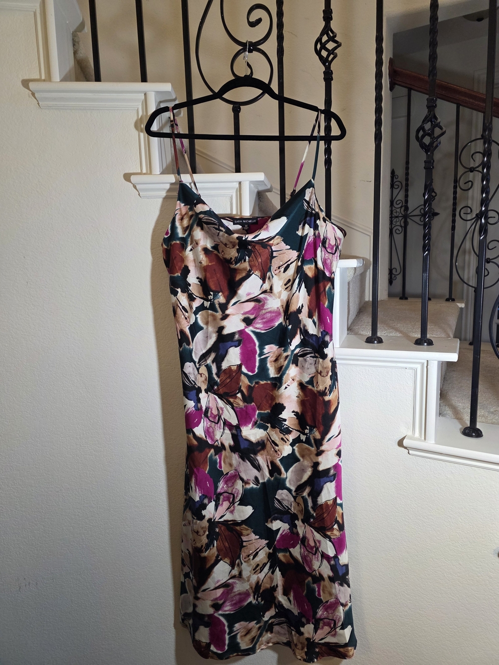 Sara Michelle Floral Slip Dress in Teal, Magenta and Brown